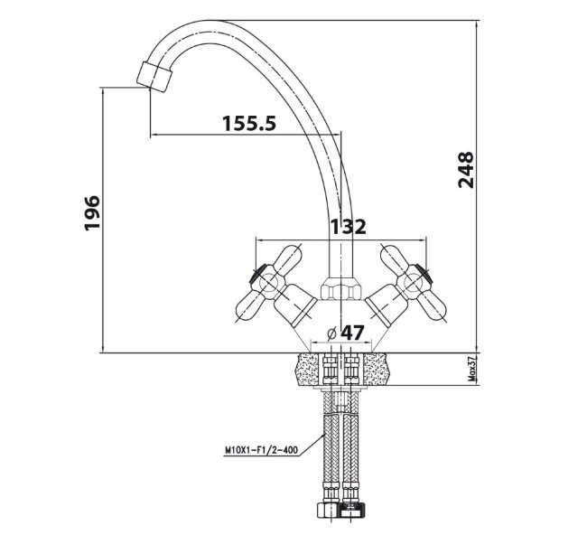 Смеситель Kaiser 11022 Carlson для кухни