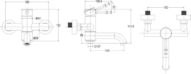 Смеситель Kaiser 51022-1 Milos для ванны Смеситель Kaiser 51022-1 Milos для ванны