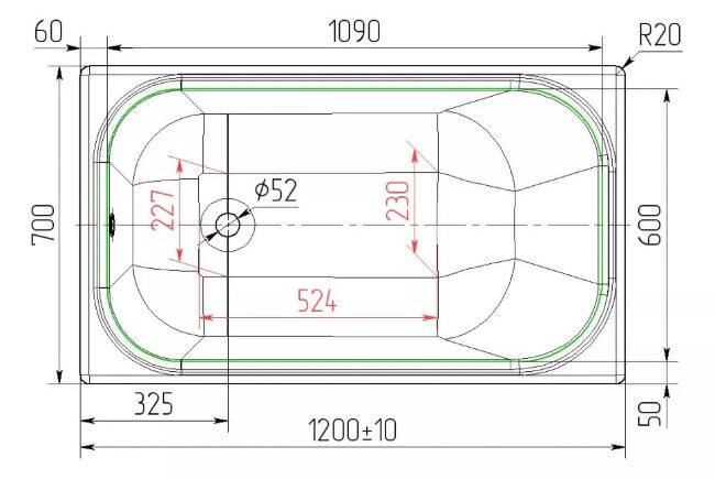 Ванна чугунная Универсал Каприз 120x70