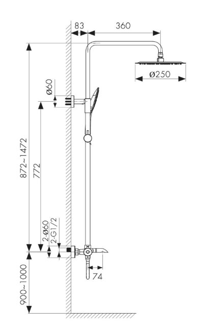 Душевая система Kaiser 06182 Nove с термостатом