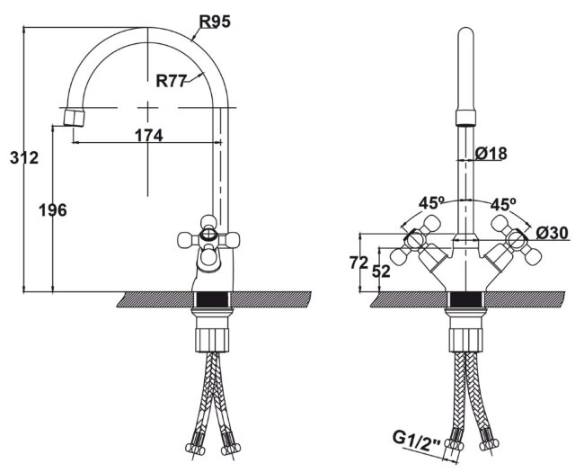 Смеситель Kaiser 11043 Сarlson для кухни