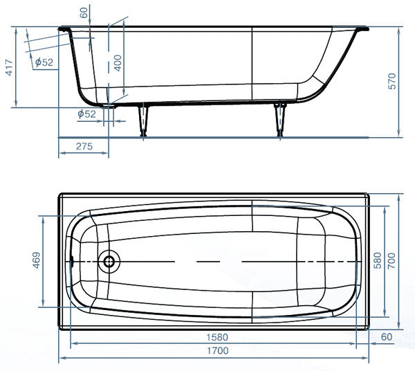Ванна чугунная Универсал Грация 170x70 Ванна чугунная Универсал Грация 170x70