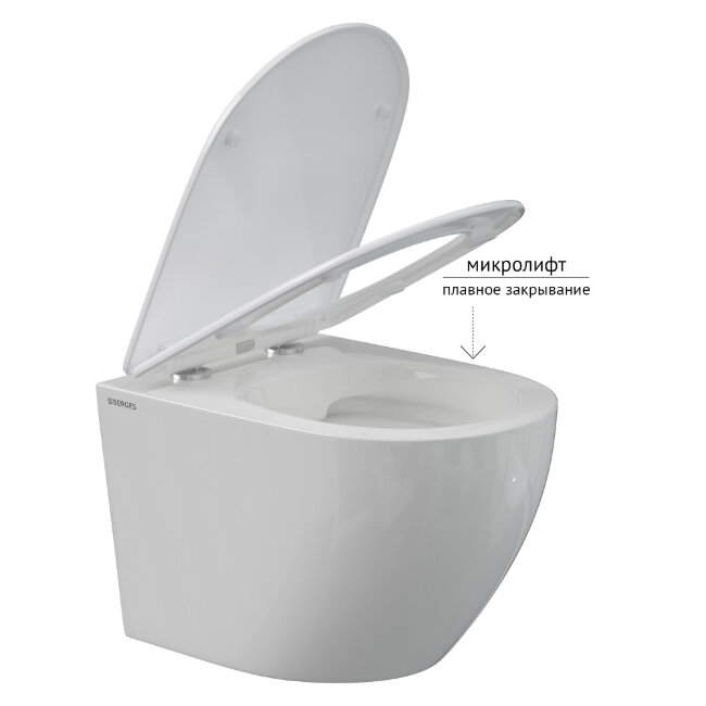 Унитаз подвесной BERGES OKUS Rimless 49 см, сиденье дюропласт с микролифтом и быстросъёмом