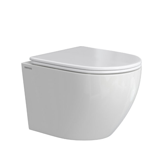 Унитаз подвесной BERGES OKUS Rimless 49 см, сиденье дюропласт с микролифтом и быстросъёмом