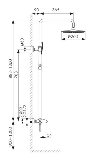 Душевая система Kaiser 07182 Plane с термостатом