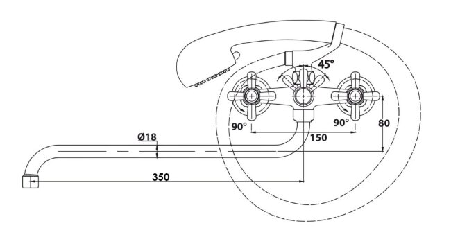 Смеситель Kaiser 11055 Carlson для ванны Смеситель Kaiser 11055 Carlson для ванны