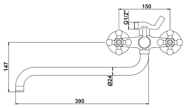 Смеситель Kaiser 11056 Carlson Lux для ванны