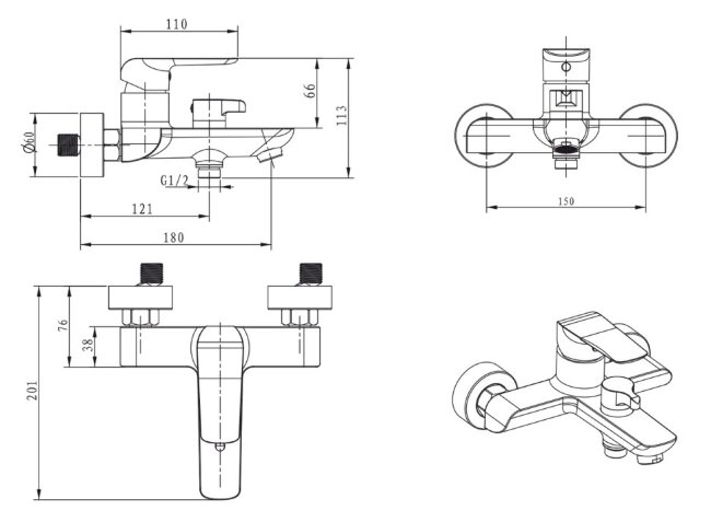 Смеситель Kaiser 69122 Glory для ванны