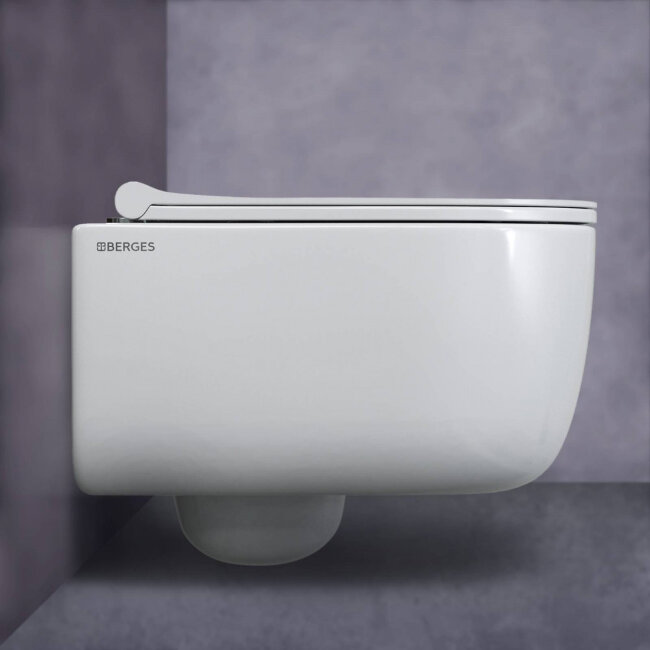 Унитаз подвесной BERGES EGO Rimless 49 см, сиденье дюропласт с микролифтом и быстросъёмом