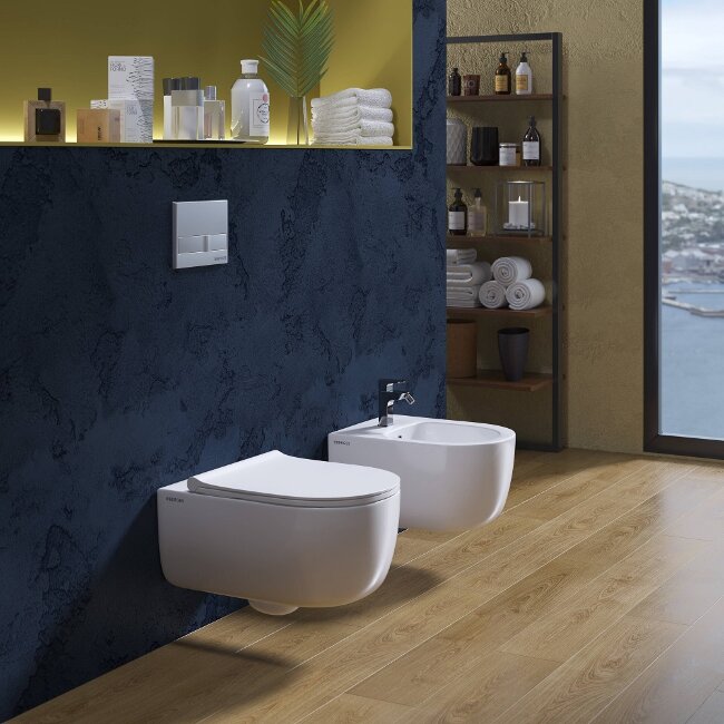 Унитаз подвесной BERGES EGO Rimless 49 см, сиденье дюропласт с микролифтом и быстросъёмом