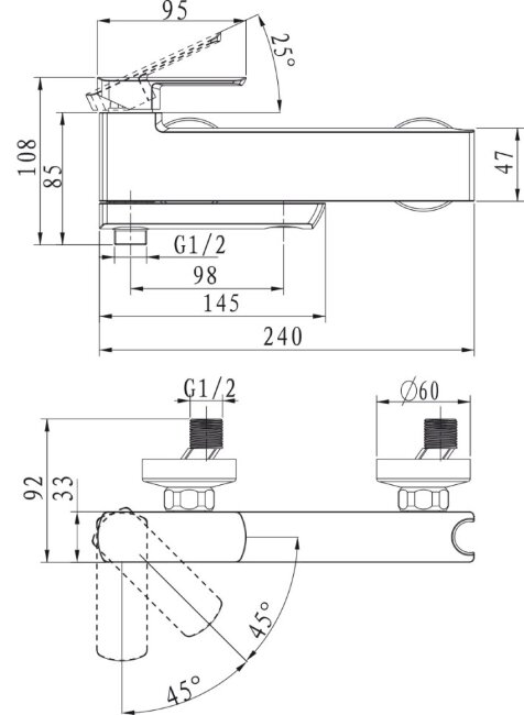 Смеситель Kaiser 53022 Saga для ванны
