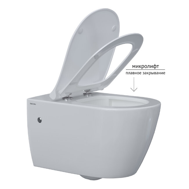 Унитаз подвесной BERGES MASCON Rimless 57 см, сиденье дюропласт с микролифтом и быстросъёмом