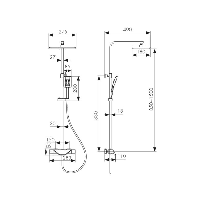 Душевая система Kaiser 25182-2 Quadris с термостатом