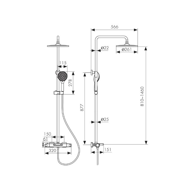 Душевая система Kaiser 25282 Quadris с термостатом