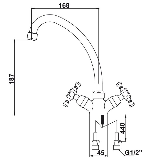 Смеситель Kaiser 11073 Carlson Style для кухни