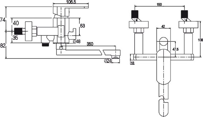 Смеситель Kaiser 34155 Sonat для ванны Смеситель Kaiser 34155 Sonat для ванны