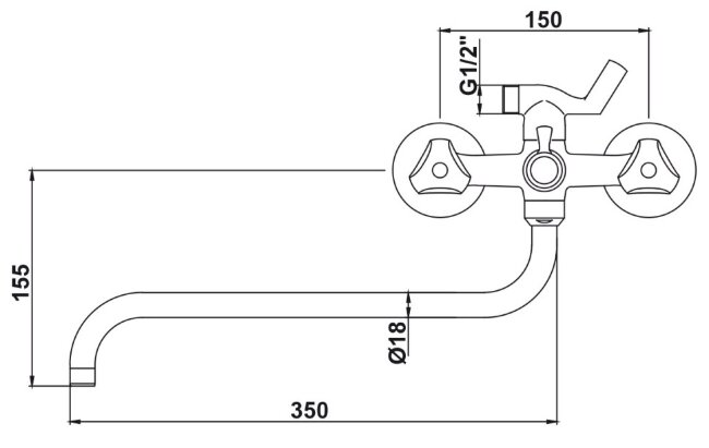 Смеситель Kaiser 11090 Delta для ванны