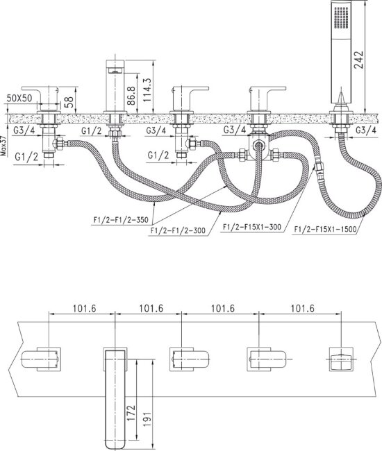 Смеситель Kaiser 34222 Sonat для ванны