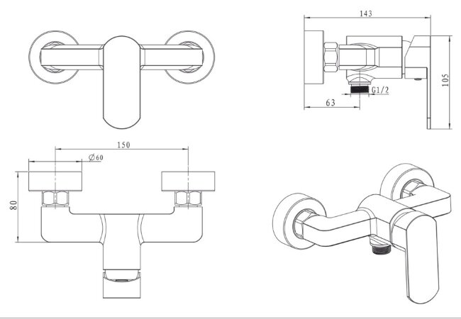 Смеситель Kaiser 34477 Sonat для душа Смеситель Kaiser 34477 Sonat для душа