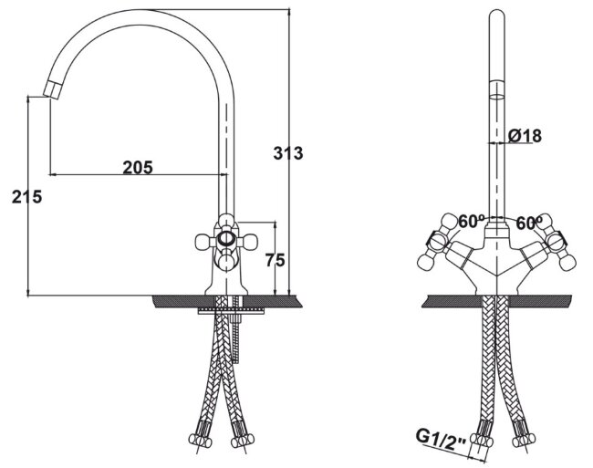 Смеситель Kaiser 11153 Carlson для кухни