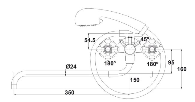 Смеситель Kaiser 11155 Carlson Lux для ванны