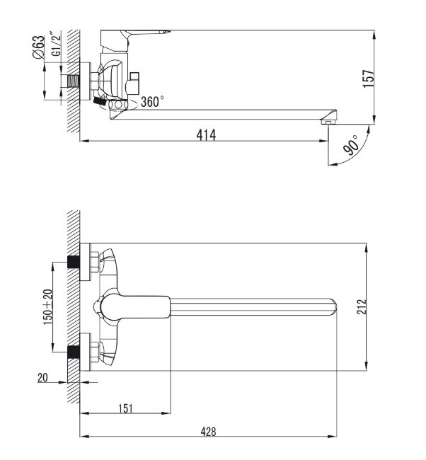 Смеситель Kaiser 74155 Sena для ванны Смеситель Kaiser 74155 Sena для ванны