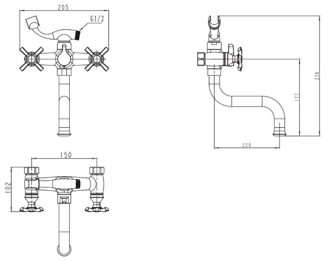 Смеситель Kaiser 11255 Carlson Lux для ванны