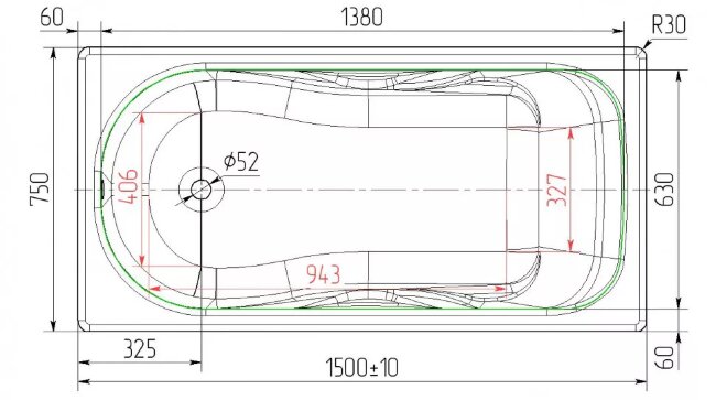 Ванна чугунная Универсал Сибирячка 150x75