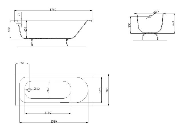 Ванна чугунная OWL 1975 Roxen 170x70 Ванна чугунная OWL 1975 Roxen 170x70