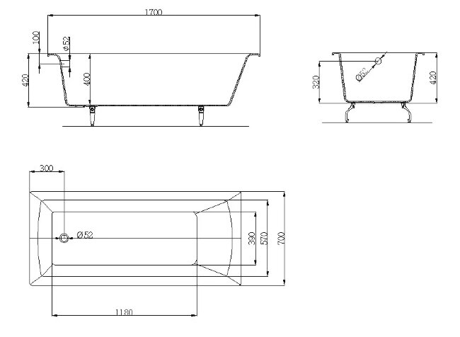 Ванна чугунная OWL 1975 Konung 170x70