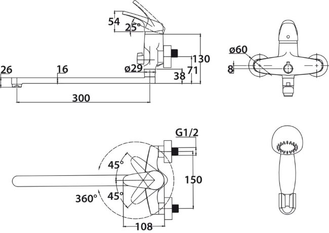 Смеситель Kaiser 55255 County для ванны Смеситель Kaiser 55255 County для ванны