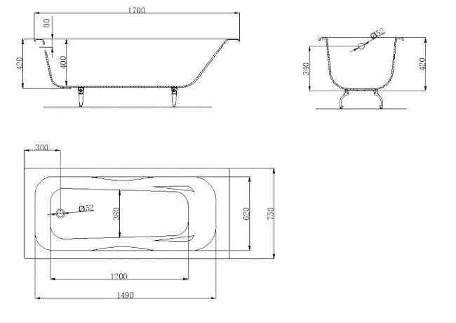 Ванна чугунная OWL 1975 Bjorn 170x75
