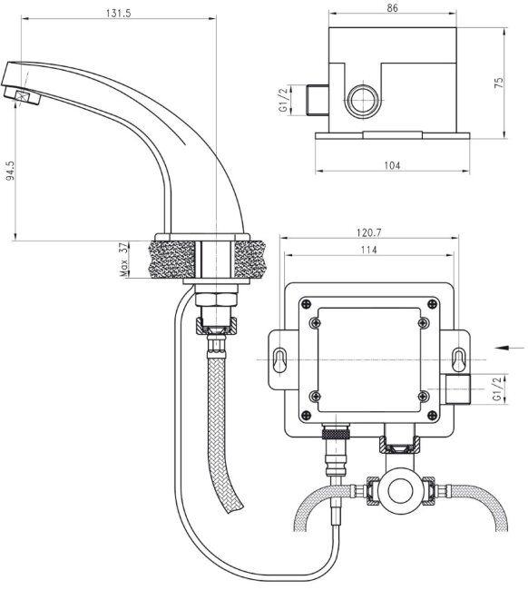 Смеситель Kaiser 38111 Sensor для раковины