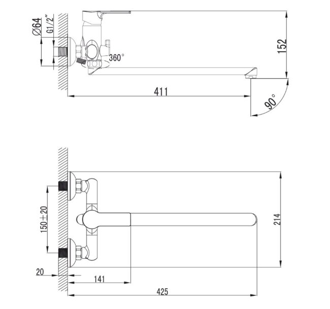 Смеситель Kaiser 56055 Oval для ванны
