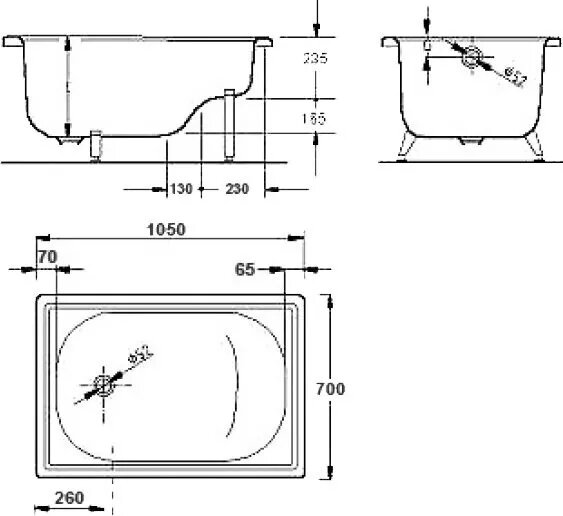 Стальная ванна BLB Europa Mini 105x70 B05E, сидячая Стальная ванна BLB Europa Mini 105x70 B05E, сидячая
