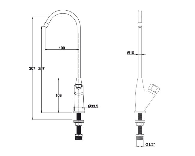 Смеситель Kaiser P002 Mono с подключением фильтра для питьевой воды Смеситель Kaiser P002 Mono с подключением фильтра для питьевой воды