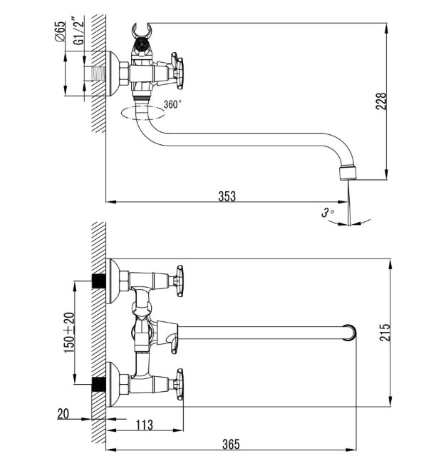 Смеситель Kaiser 28155 Crystal для ванны