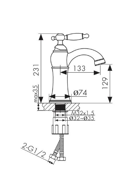 Смеситель Retro Kaiser 31411 для раковины