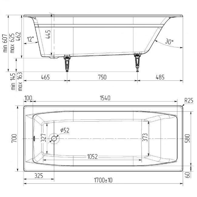 Ванна чугунная Универсал Эталон 170x70 Ванна чугунная Универсал Эталон 170x70