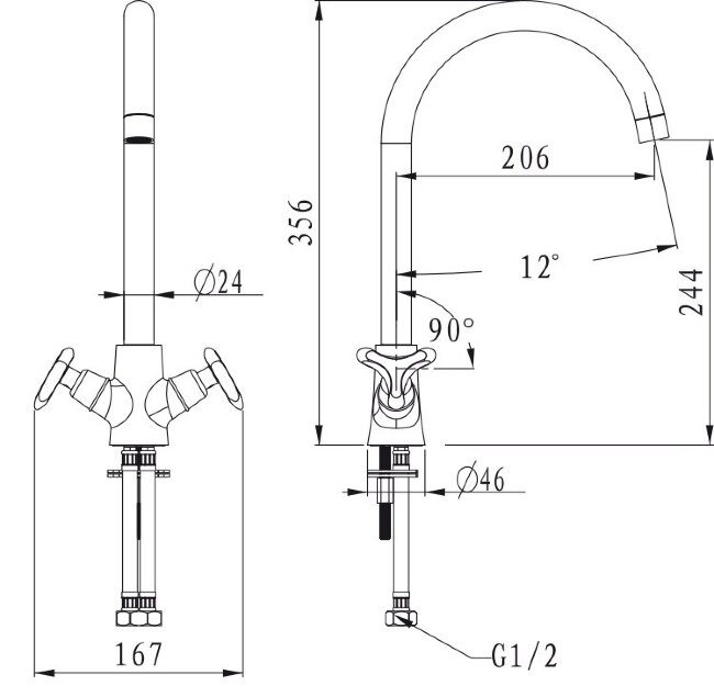 Смеситель Kaiser 57033 Trio для кухни Смеситель Kaiser 57033 Trio для кухни