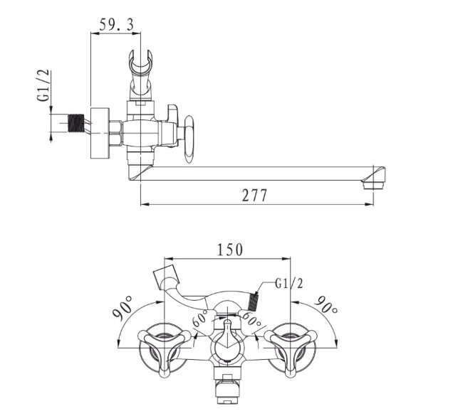 Смеситель Kaiser 57055 Trio для ванны Смеситель Kaiser 57055 Trio для ванны