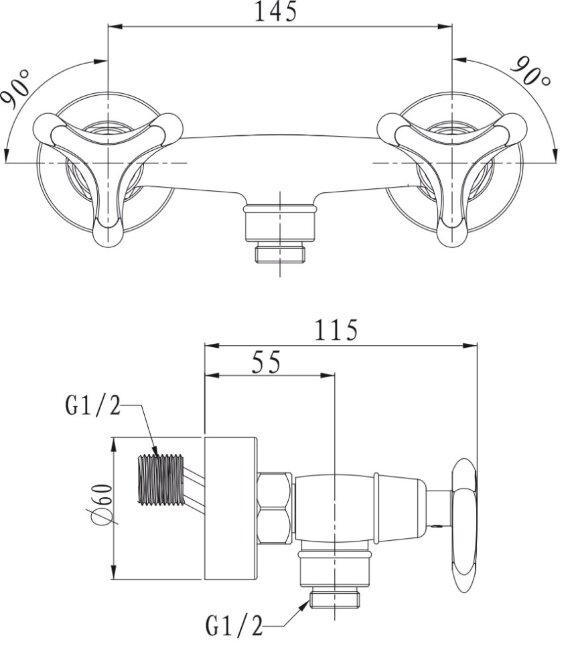 Смеситель Kaiser 57077 Trio для душа Смеситель Kaiser 57077 Trio для душа