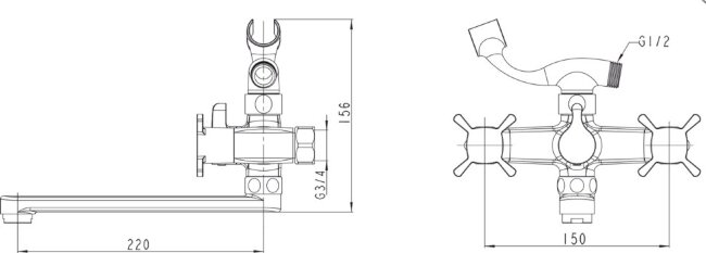 Смеситель Kaiser 58022 Cuatro для ванны Смеситель Kaiser 58022 Cuatro для ванны