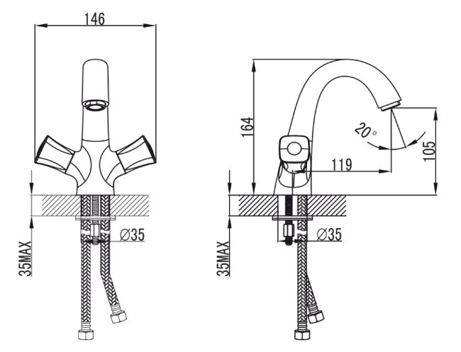 Смеситель Kaiser 17211 Topaz для раковины Смеситель Kaiser 17211 Topaz для раковины