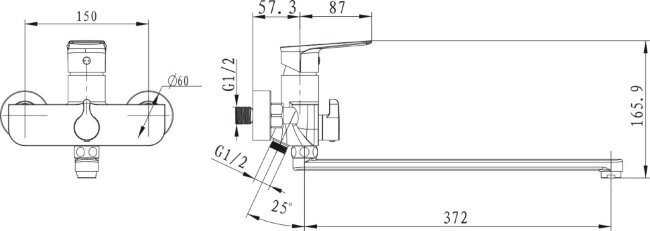 Смеситель Kaiser 60055 Atrio для ванны