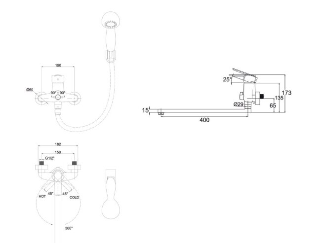 Смеситель Kaiser 20055 Orbit для ванны