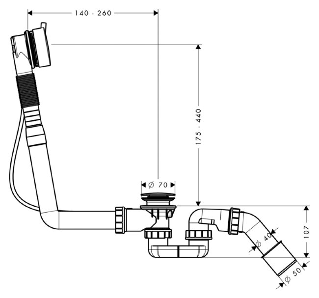 Слив-перелив Kaldewei 4081, 6877.7202.0001 белый, с функцией налива