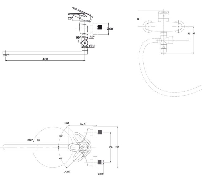 Смеситель Kaiser 20455К City для ванны Смеситель Kaiser 20455К City для ванны