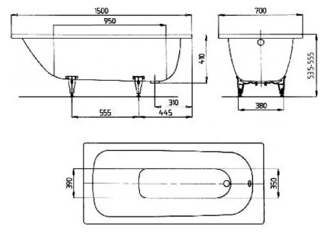 Стальная ванна Kaldewei Advantage Saniform Plus 160x70 mod. 362-1 111700010001