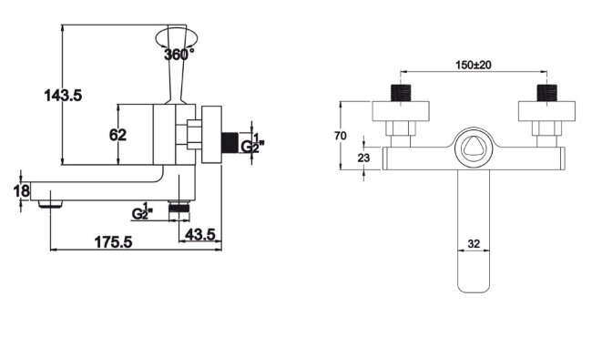 Смеситель Kaiser 65022 Vista для ванны